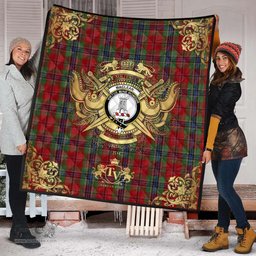 Scottish MacLean of Duart Clan Tartan Quilt - Military Logo Style Scottish Plaid Tartan Plaid