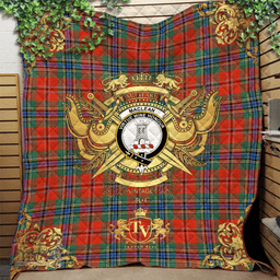 Scottish MacLean of Duart Ancient Clan Tartan Quilt - Military Logo Style Scottish Plaid Tartan Plaid