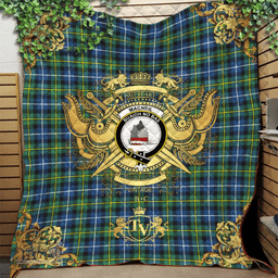 Scottish MacNeil of Barra Ancient Clan Tartan Quilt - Military Logo Style Scottish Plaid Tartan Plaid