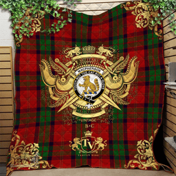 Scottish MacPherson of Cluny Clan Tartan Quilt - Military Logo Style Scottish Plaid Tartan Plaid