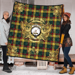 Scottish MacMillan Old Modern Clan Tartan Quilt - Military Logo Style Scottish Plaid Tartan Plaid