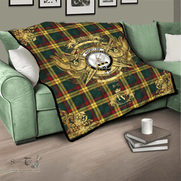 Scottish MacMillan Old Modern Clan Tartan Quilt - Military Logo Style Scottish Plaid Tartan Plaid
