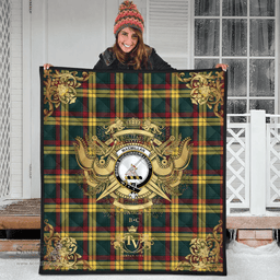 Scottish MacMillan Old Modern Clan Tartan Quilt - Military Logo Style Scottish Plaid Tartan Plaid