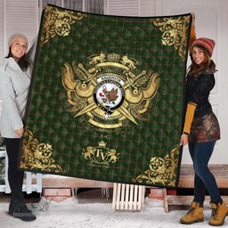 Scottish MacKinnon Hunting 02 Clan Tartan Quilt - Military Logo Style Scottish Plaid Tartan Plaid