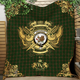 Scottish MacKinnon Hunting 02 Clan Tartan Quilt - Military Logo Style Scottish Plaid Tartan Plaid
