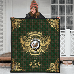 Scottish MacKinnon Hunting 02 Clan Tartan Quilt - Military Logo Style Scottish Plaid Tartan Plaid