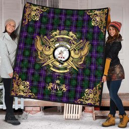 Scottish MacRae Hunting 03 Clan Tartan Quilt - Military Logo Style Scottish Plaid Tartan Plaid