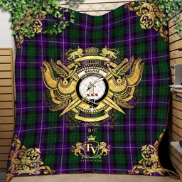 Scottish MacRae Hunting 03 Clan Tartan Quilt - Military Logo Style Scottish Plaid Tartan Plaid