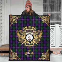 Scottish MacRae Hunting 03 Clan Tartan Quilt - Military Logo Style Scottish Plaid Tartan Plaid