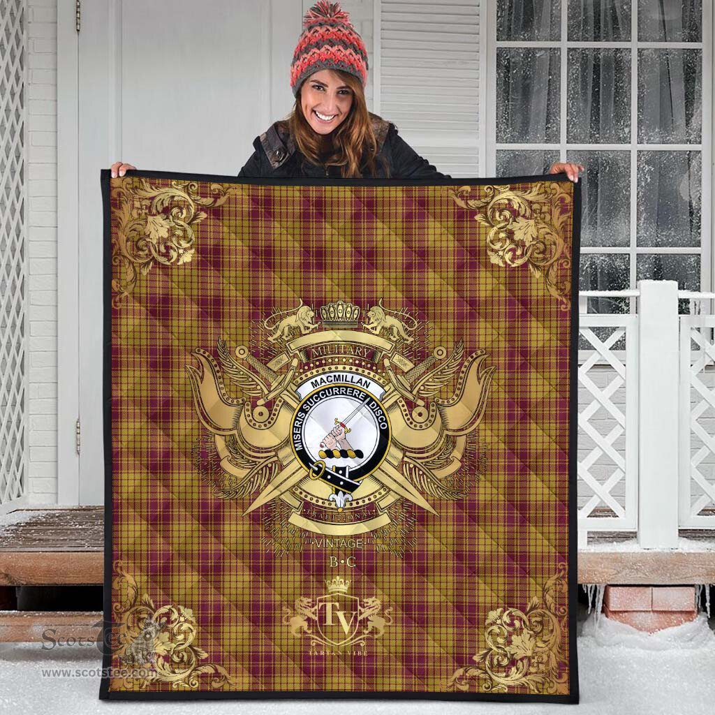 Scottish MacMillan Dress Clan Tartan Quilt - Military Logo Style Scottish Plaid Tartan Plaid