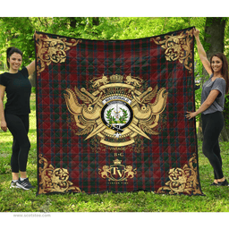 Scottish MacDonald of Glencoe Clan Tartan Quilt - Military Logo Style Scottish Plaid Tartan Plaid