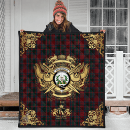 Scottish MacDonald of Glencoe Clan Tartan Quilt - Military Logo Style Scottish Plaid Tartan Plaid