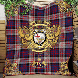 Scottish MacDonald Pattern of Plaids Clan Tartan Quilt - Military Logo Style Scottish Plaid Tartan Plaid