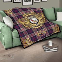 Scottish MacDonald Pattern of Plaids Clan Tartan Quilt - Military Logo Style Scottish Plaid Tartan Plaid