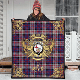 Scottish MacDonald Pattern of Plaids Clan Tartan Quilt - Military Logo Style Scottish Plaid Tartan Plaid