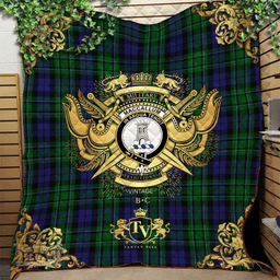 Scottish MacCallum Clan Tartan Quilt - Military Logo Style Scottish Plaid Tartan Plaid