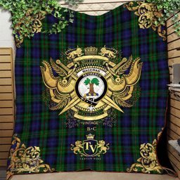 Scottish MacEwen - MacEwan 03 Clan Tartan Quilt - Military Logo Style Scottish Plaid Tartan Plaid