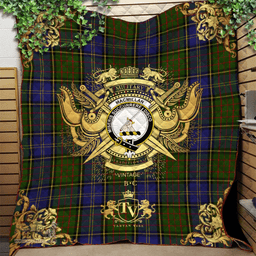 Scottish MacMillan Hunting 02 Clan Tartan Quilt - Military Logo Style Scottish Plaid Tartan Plaid