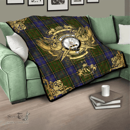 Scottish MacMillan Hunting 02 Clan Tartan Quilt - Military Logo Style Scottish Plaid Tartan Plaid