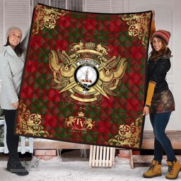 Scottish MacAlister of Glenbarr Clan Tartan Quilt - Military Logo Style Scottish Plaid Tartan Plaid