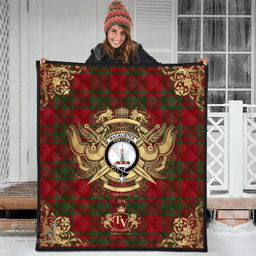 Scottish MacAlister of Glenbarr Clan Tartan Quilt - Military Logo Style Scottish Plaid Tartan Plaid