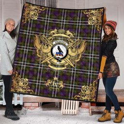 Scottish MacDonell of Glengarry Dress Clan Tartan Quilt - Military Logo Style Scottish Plaid Tartan Plaid