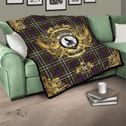 Scottish MacDonell of Glengarry Dress Clan Tartan Quilt - Military Logo Style Scottish Plaid Tartan Plaid