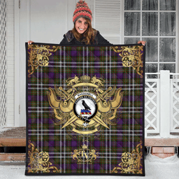 Scottish MacDonell of Glengarry Dress Clan Tartan Quilt - Military Logo Style Scottish Plaid Tartan Plaid