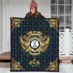 Scottish MacCallum (Malcolm) Clan Tartan Quilt - Military Logo Style Scottish Plaid Tartan Plaid