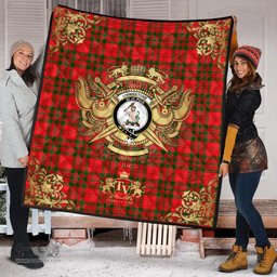 Scottish Livingston (MacLea) Modern Clan Tartan Quilt - Military Logo Style Scottish Plaid Tartan Plaid