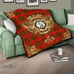 Scottish Livingston (MacLea) Modern Clan Tartan Quilt - Military Logo Style Scottish Plaid Tartan Plaid