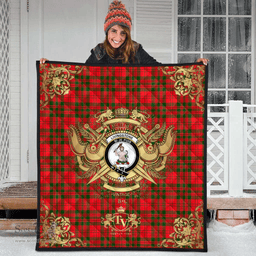 Scottish Livingston (MacLea) Modern Clan Tartan Quilt - Military Logo Style Scottish Plaid Tartan Plaid