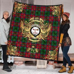 Scottish MacCulloch Clan Tartan Quilt - Military Logo Style Scottish Plaid Tartan Plaid
