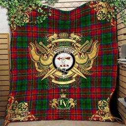 Scottish MacCulloch Clan Tartan Quilt - Military Logo Style Scottish Plaid Tartan Plaid