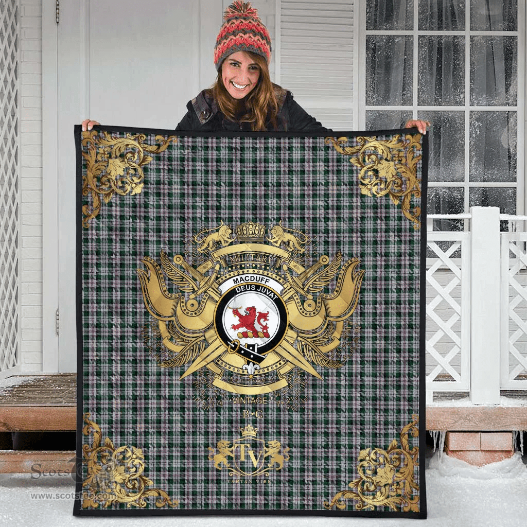 Scottish MacDuff Dress 01 Clan Tartan Quilt - Military Logo Style Scottish Plaid Tartan Plaid