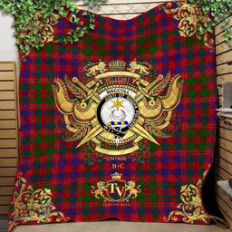 Scottish MacColl Hunting Clan Tartan Quilt - Military Logo Style Scottish Plaid Tartan Plaid