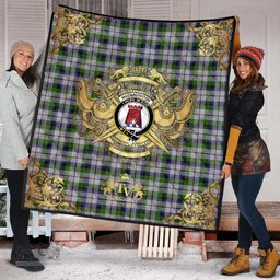 Scottish MacNaughton Dress Clan Tartan Quilt - Military Logo Style Scottish Plaid Tartan Plaid