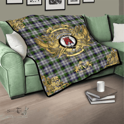Scottish MacNaughton Dress Clan Tartan Quilt - Military Logo Style Scottish Plaid Tartan Plaid