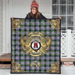 Scottish MacNaughton Dress Clan Tartan Quilt - Military Logo Style Scottish Plaid Tartan Plaid