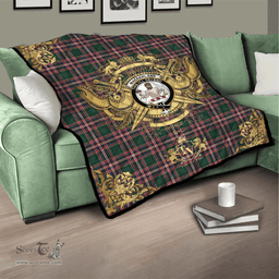 Scottish MacFarlane Hunting Modern Clan Tartan Quilt - Military Logo Style Scottish Plaid Tartan Plaid