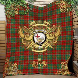 Scottish MacDonald of Kingsburgh Clan Tartan Quilt - Military Logo Style Scottish Plaid Tartan Plaid
