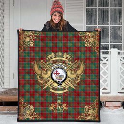 Scottish MacDonald of Kingsburgh Clan Tartan Quilt - Military Logo Style Scottish Plaid Tartan Plaid