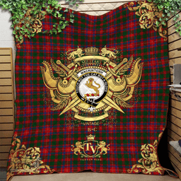 Scottish MacKintosh Geddes Clan Tartan Quilt - Military Logo Style Scottish Plaid Tartan Plaid