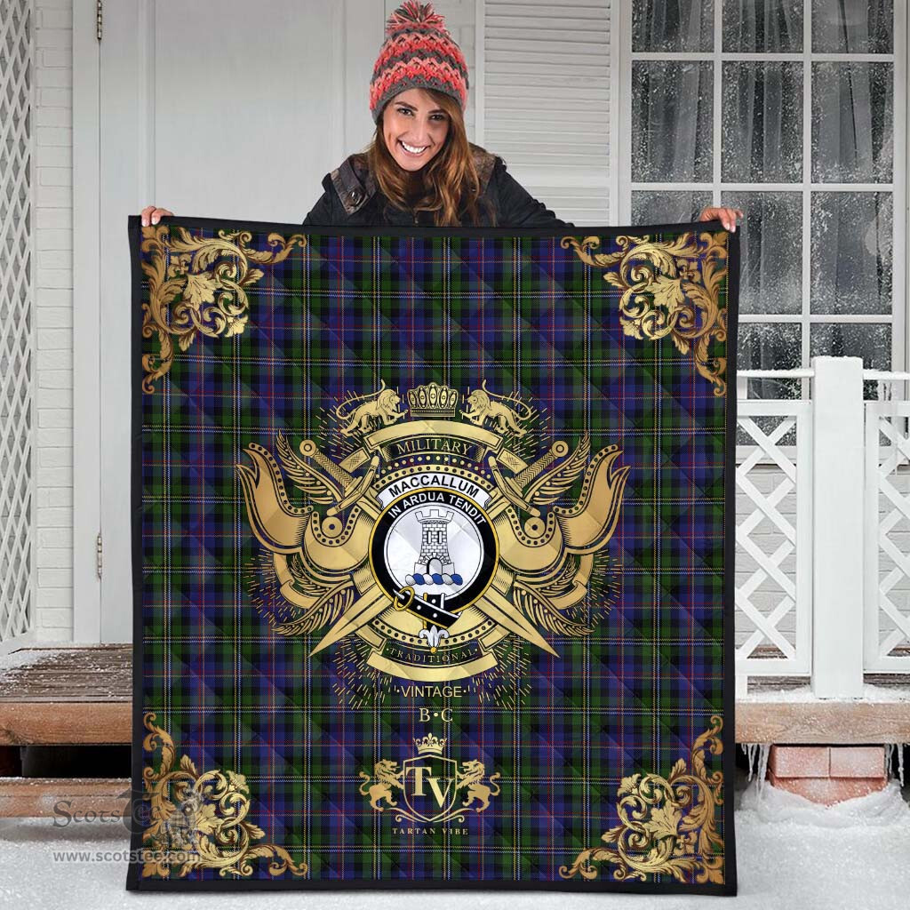 Scottish MacCallum (Malcolm) 03 Clan Tartan Quilt - Military Logo Style Scottish Plaid Tartan Plaid