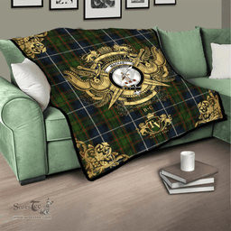 Scottish MacRae Hunting 01 Clan Tartan Quilt - Military Logo Style Scottish Plaid Tartan Plaid