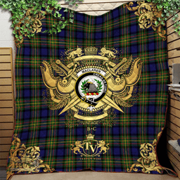 Scottish MacLaren Modern Clan Tartan Quilt - Military Logo Style Scottish Plaid Tartan Plaid