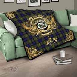 Scottish MacLaren Modern Clan Tartan Quilt - Military Logo Style Scottish Plaid Tartan Plaid