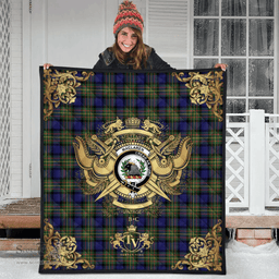 Scottish MacLaren Modern Clan Tartan Quilt - Military Logo Style Scottish Plaid Tartan Plaid