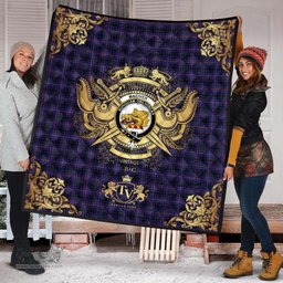 Scottish MacIver of Strome Clan Tartan Quilt - Military Logo Style Scottish Plaid Tartan Plaid