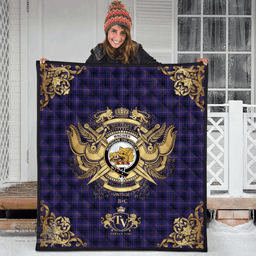Scottish MacIver of Strome Clan Tartan Quilt - Military Logo Style Scottish Plaid Tartan Plaid